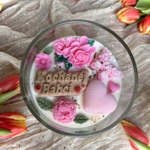 Personalizowana Świeca Sojowa - Ogród Pełen Życzeń KOCHANEJ BABCI 400 g
