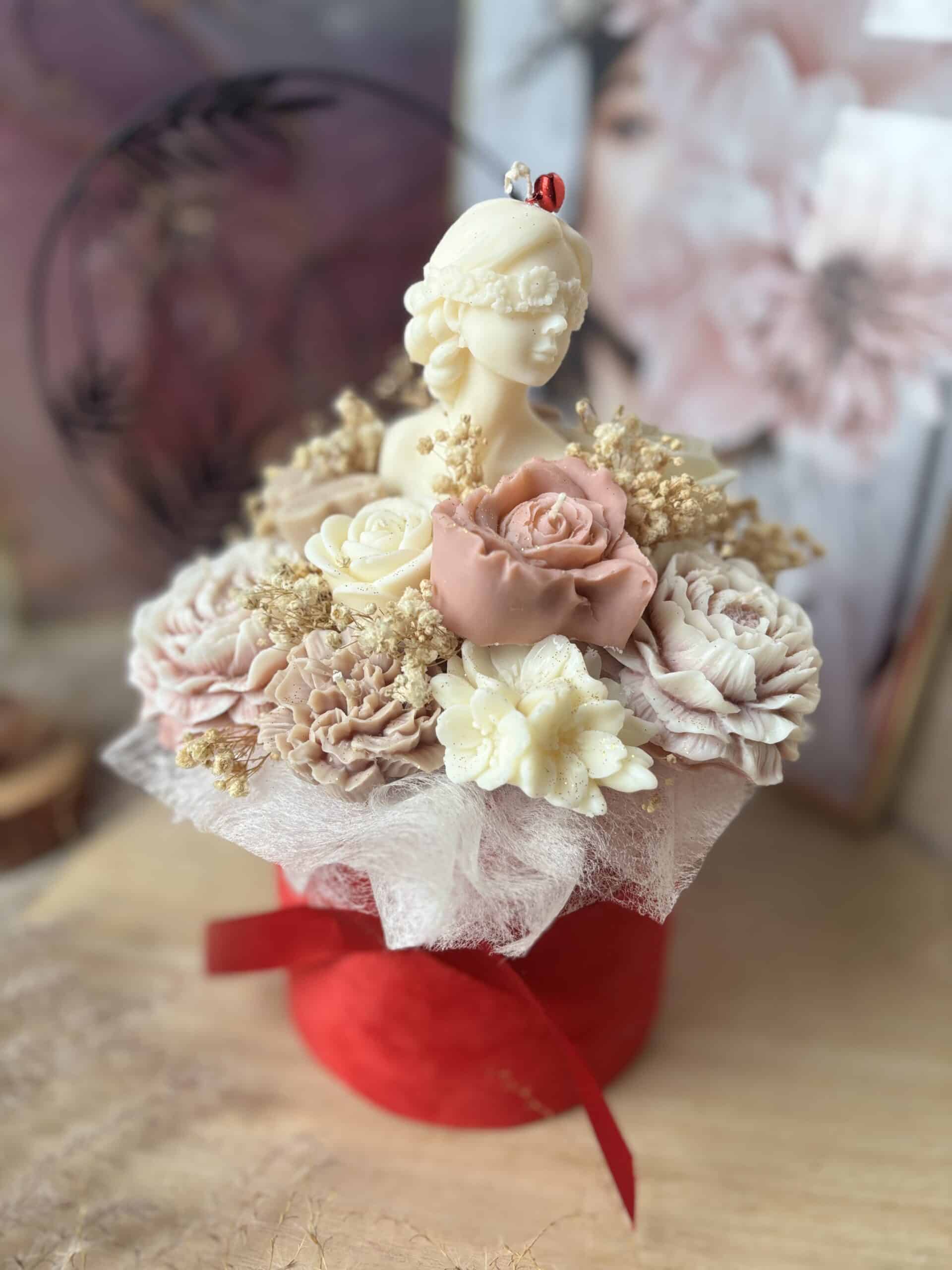 Duży Flowerbox Bukiet ze Świec Sojowych "Lady in red" - obrazek 7