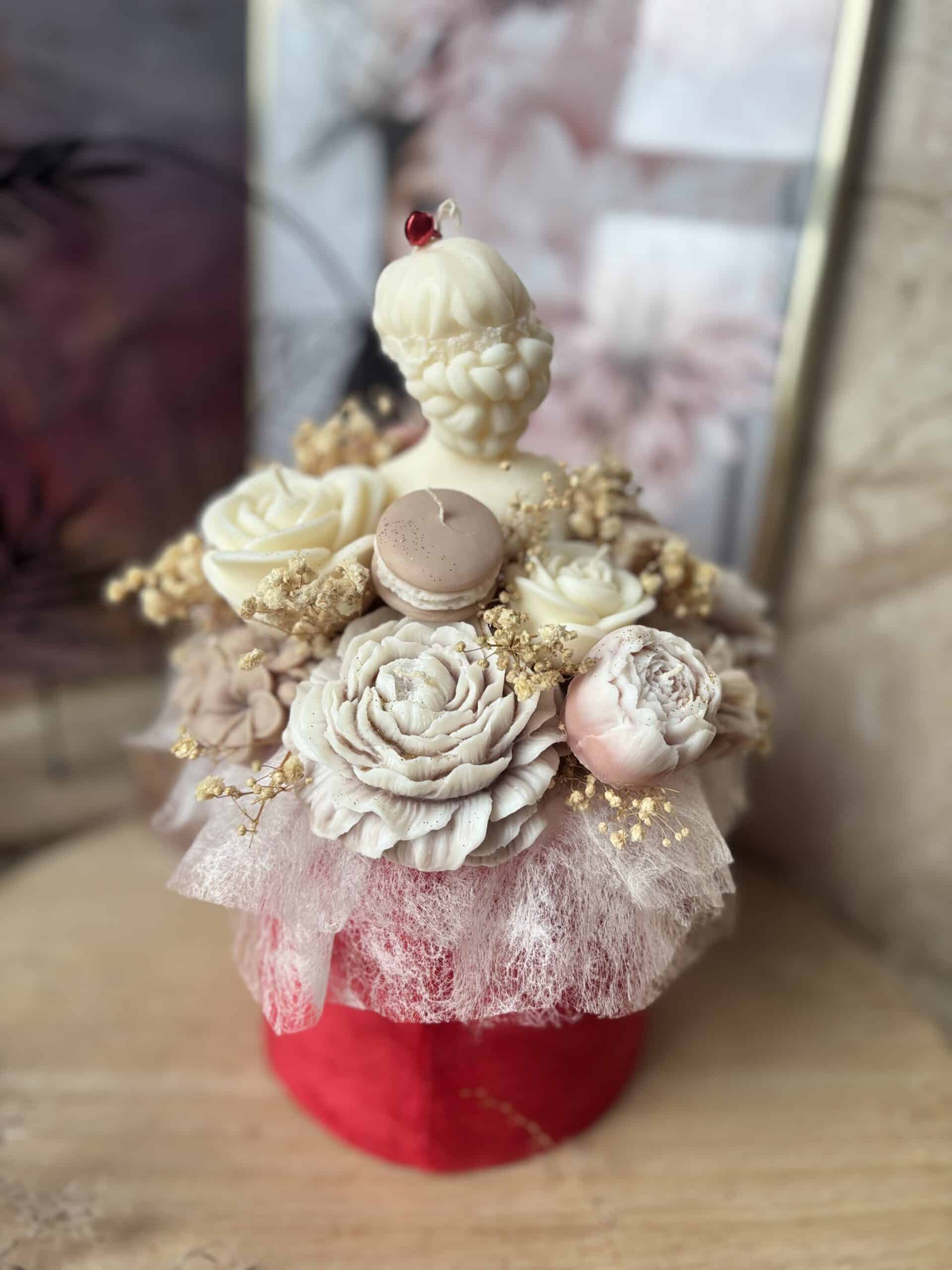 Duży Flowerbox Bukiet ze Świec Sojowych "Lady in red" - obrazek 4