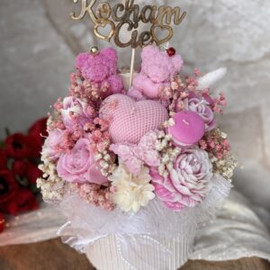 Kocham Cię – duży Flowerbox ze Świec z misiami