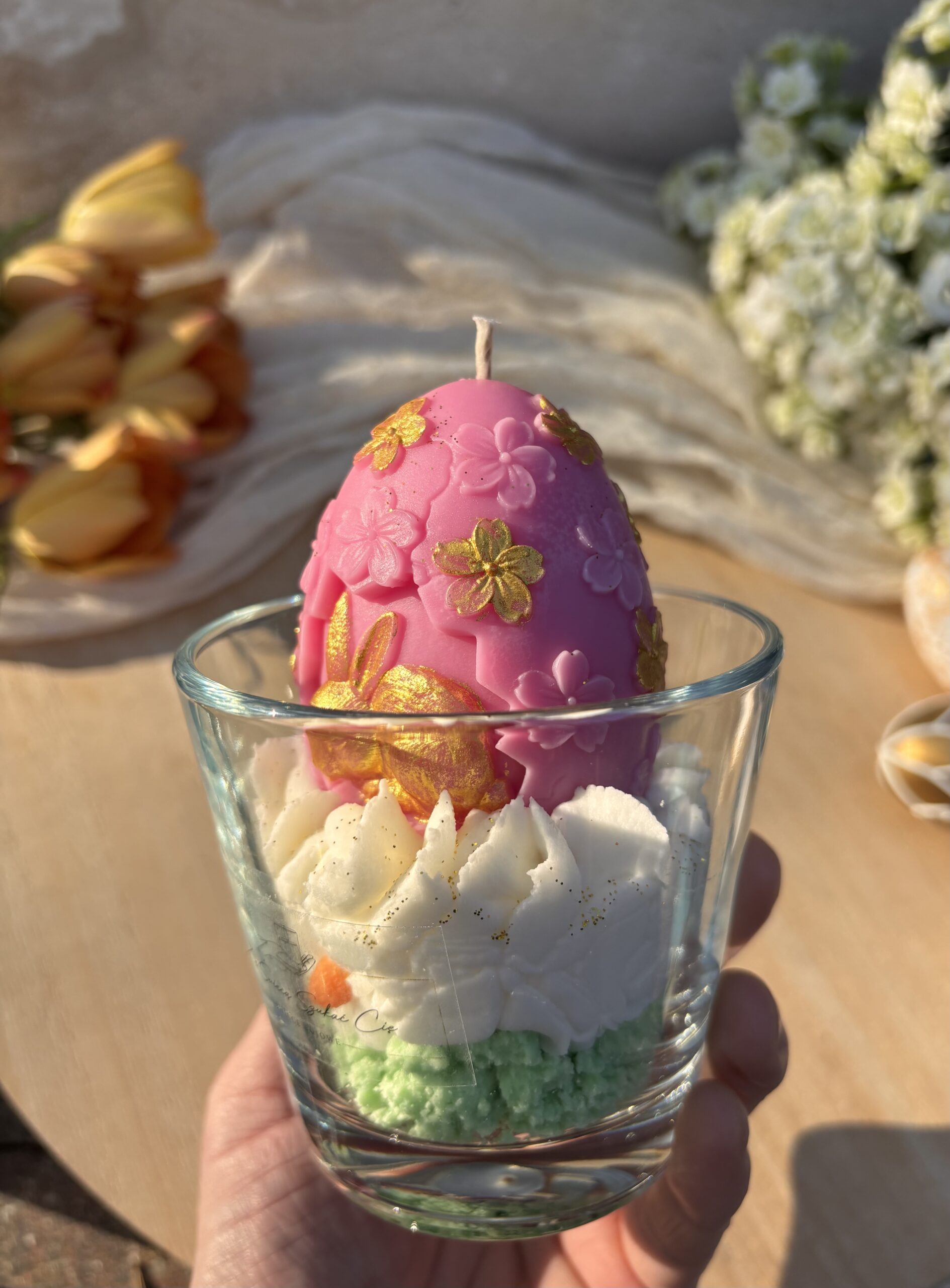 Świeca Sojowa Wielkanocna Różowa Pisanka 260 g - obrazek 2