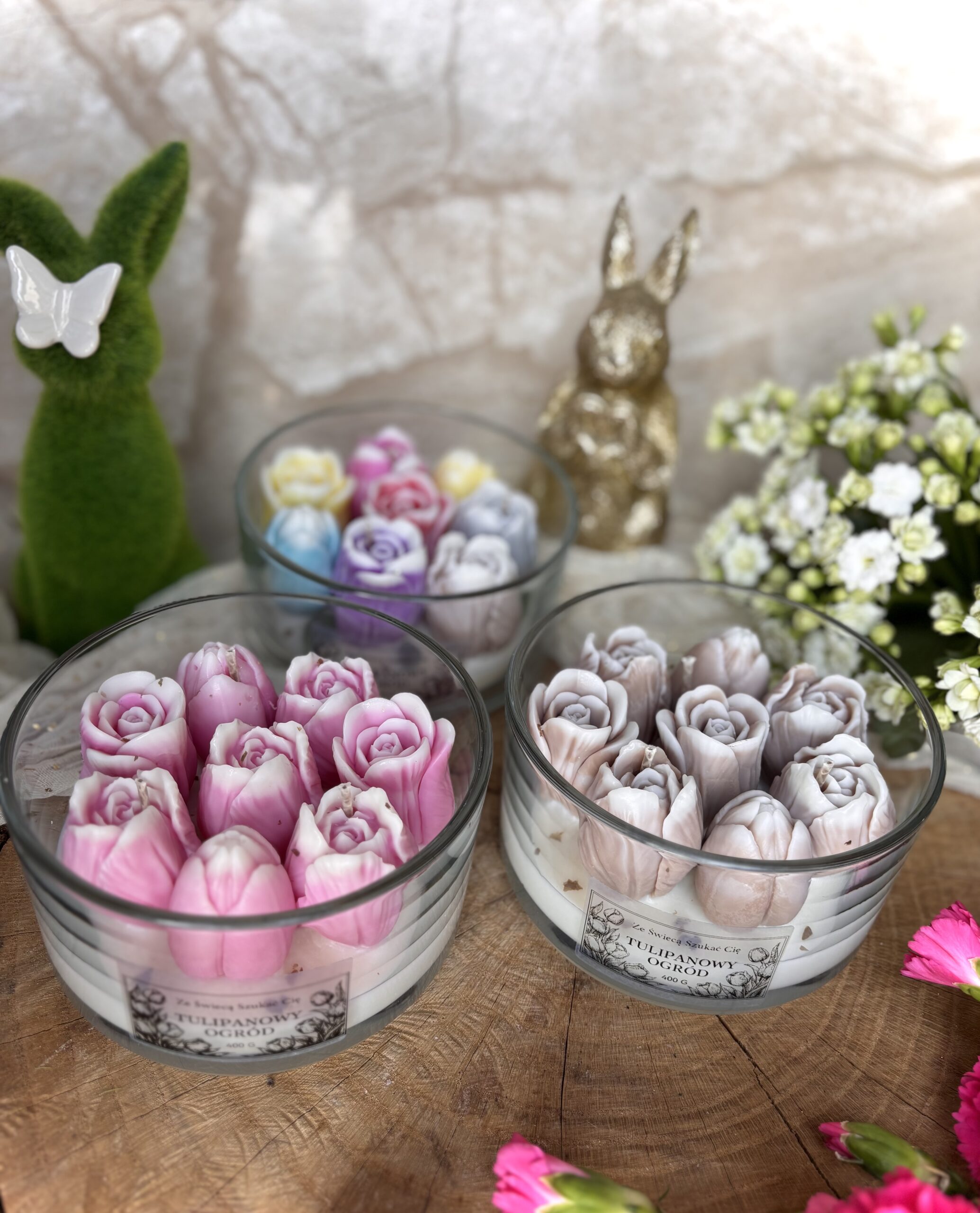 Świeca sojowa „Tulipanowy Ogród w różu" 400 g - obrazek 5