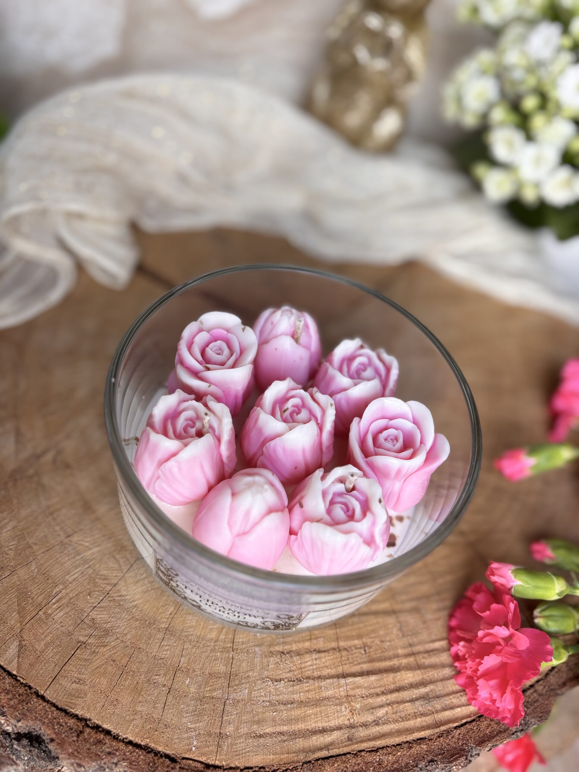 Świeca sojowa „Tulipanowy Ogród w różu" 400 g