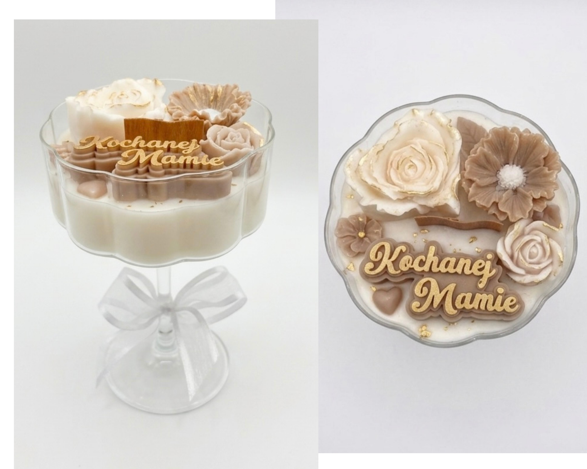 Świeca Sojowa w kieliszku Kochanej Mamie 330 g beż