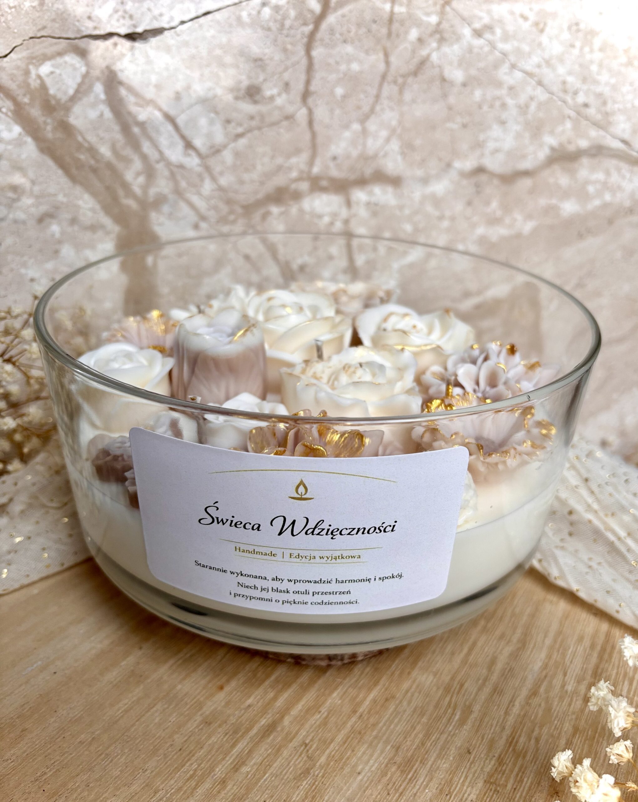 Świeca Premium „Wdzięczność” – Kwiatowa Kompozycja XXL 1200 g