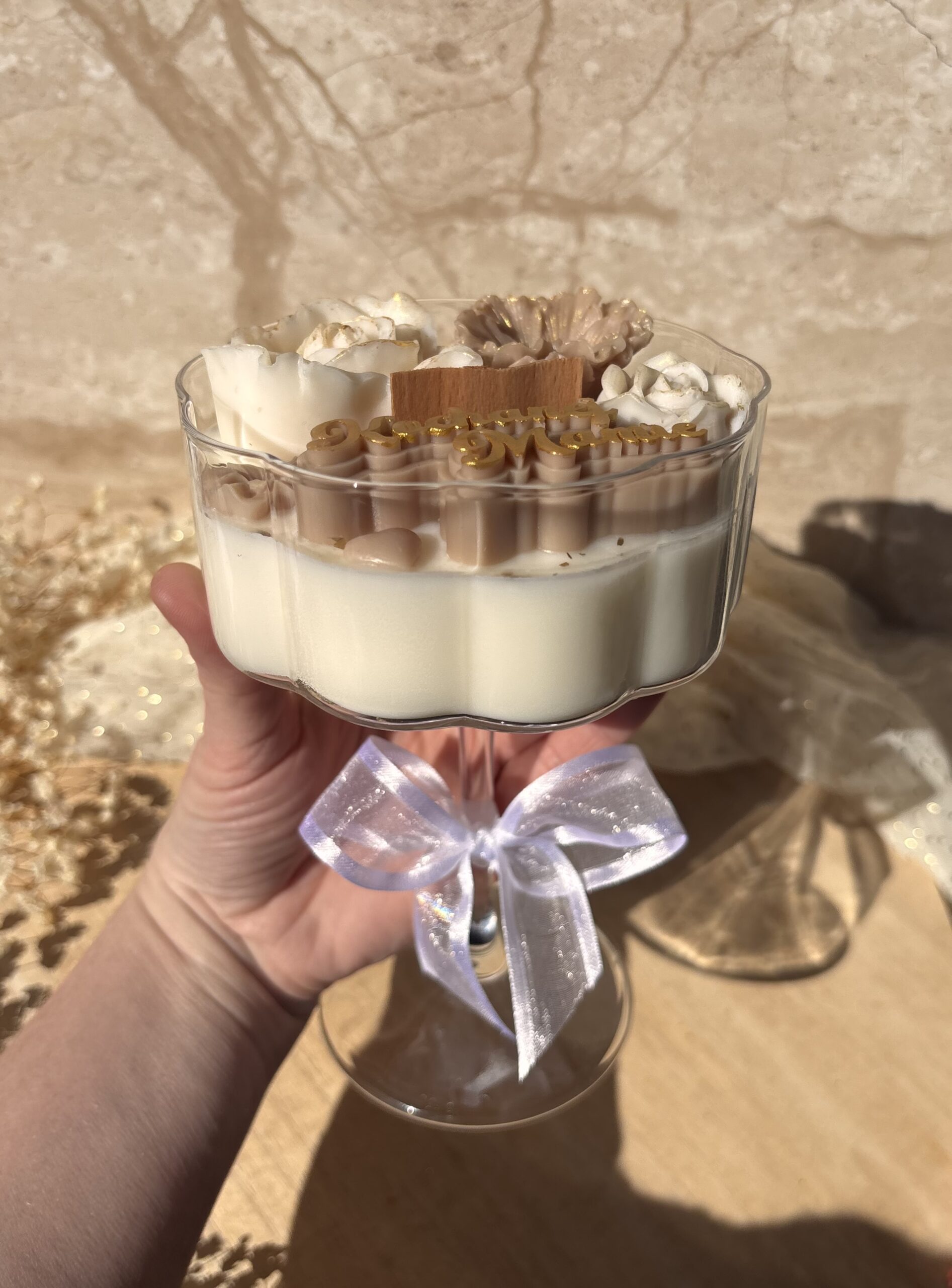 Świeca Sojowa w kieliszku Kochanej Mamie 330 g beż - obrazek 3