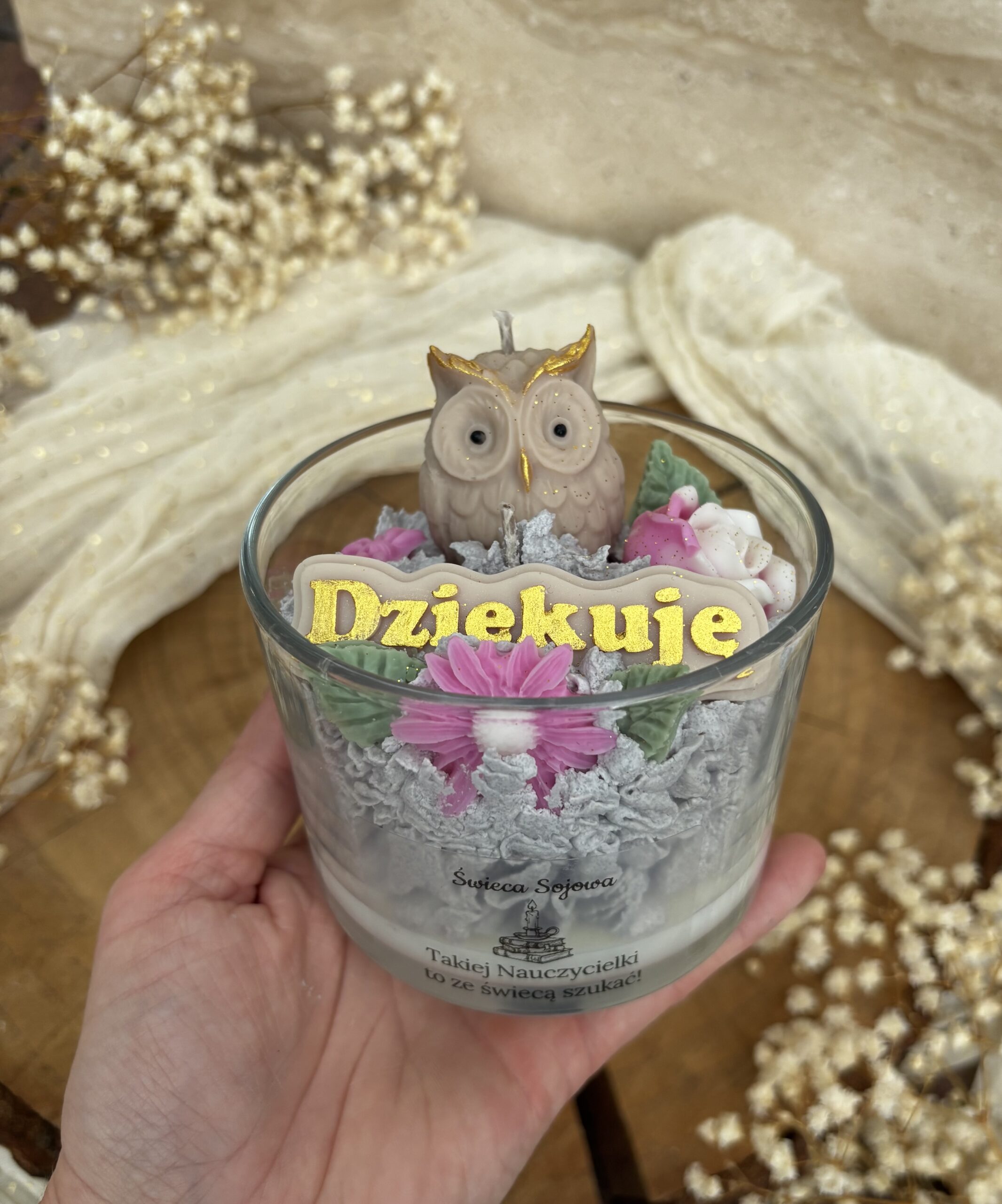 Świeca Sojowa "Dziękuję" dla Nauczyciela 300 g - obrazek 2